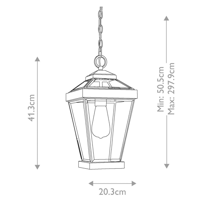 Lustră pe lanț de exterior RAVINE 1xE27/60W/230V IP23 neagră Quoizel