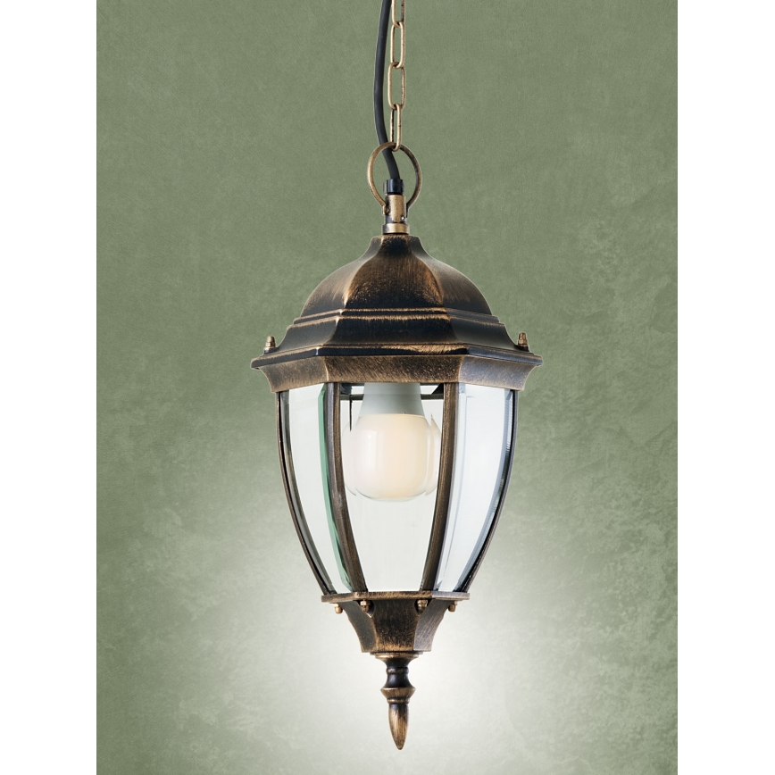 Lustră pe lanț de exterior Redo 9607 SEVILLA 1xE27/42W/230V IP44 auriu/patină