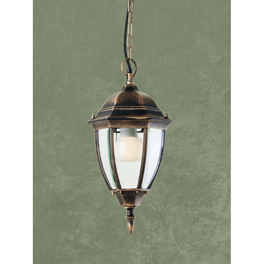 Lustră pe lanț de exterior Redo 9607 SEVILLA 1xE27/42W/230V IP44 auriu/patină