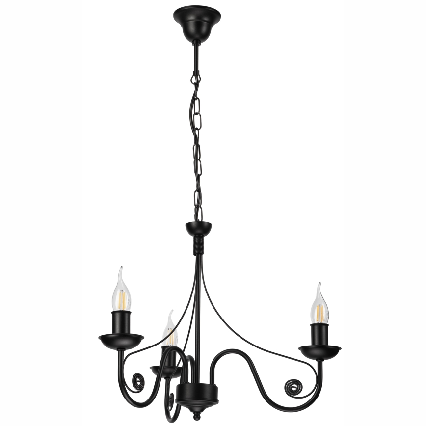 Lustră pe lanț DONATO 3xE14/40W/230V negru