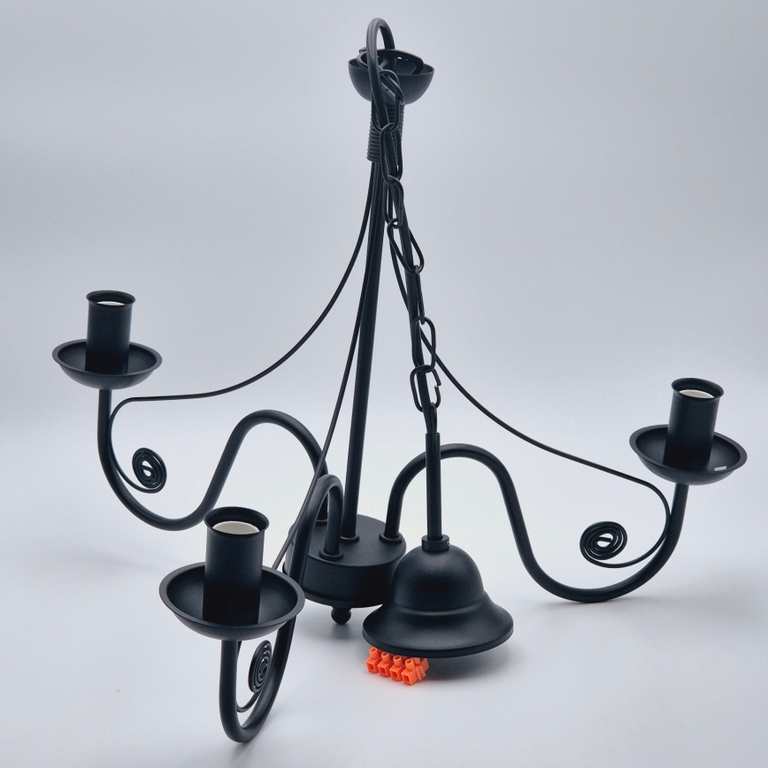 Lustră pe lanț DONATO 3xE14/40W/230V negru