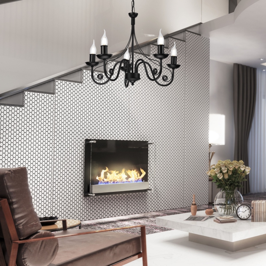 Lustră pe lanț DONATO 5xE14/40W/230V negru