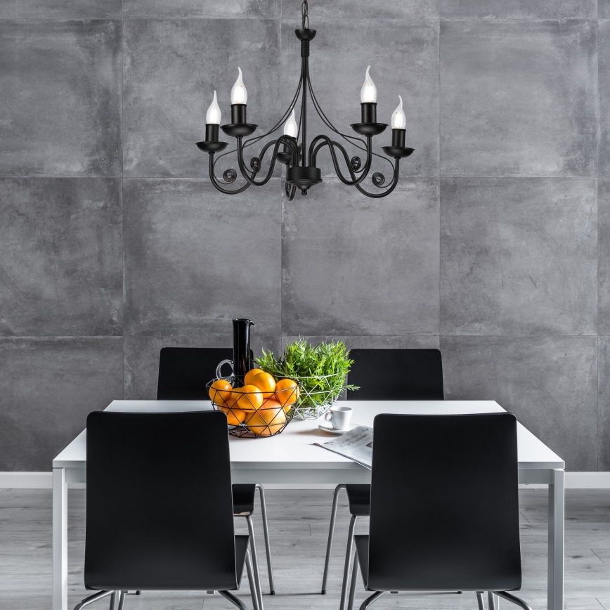 Lustră pe lanț DONATO 5xE14/40W/230V negru