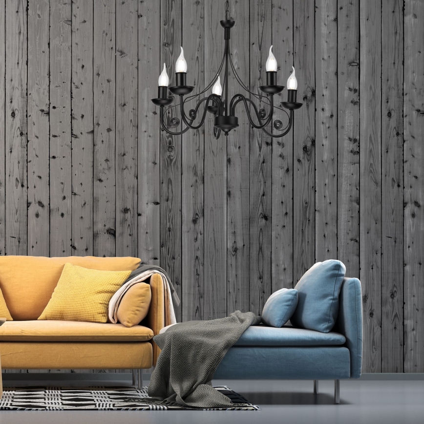 Lustră pe lanț DONATO 5xE14/40W/230V negru