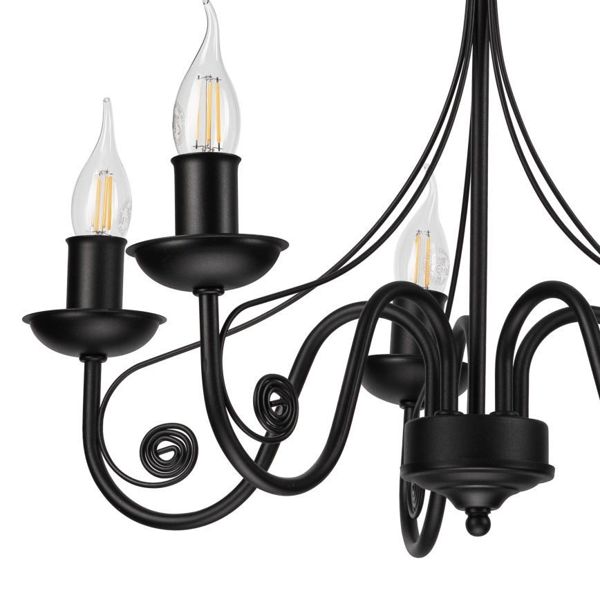 Lustră pe lanț DONATO 5xE14/40W/230V negru