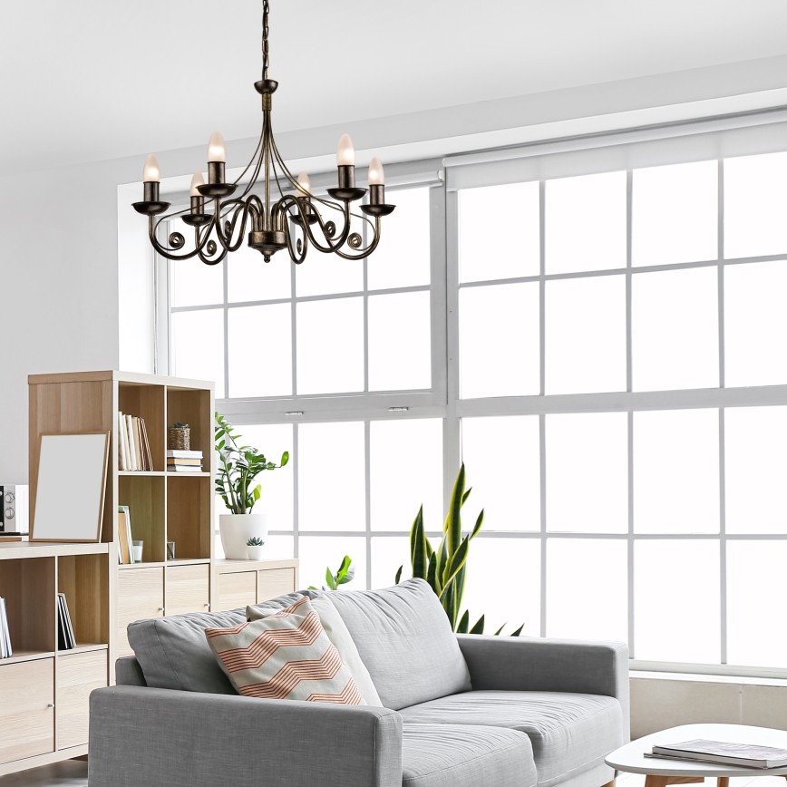 Lustră pe lanț DONATO 6xE14/40W/230V