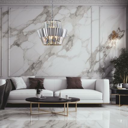 Lustră pe lanț DONNA 12xE14/40W/230V d. 55 cm crom mat