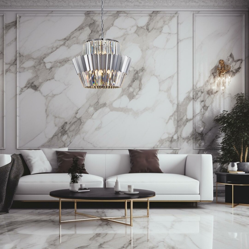 Lustră pe lanț DONNA 12xE14/40W/230V d. 55 cm crom mat