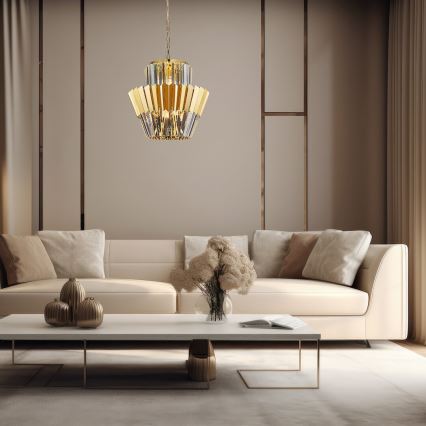 Lustră pe lanț DONNA 9xE14/40W/230V d. 45 cm auriu