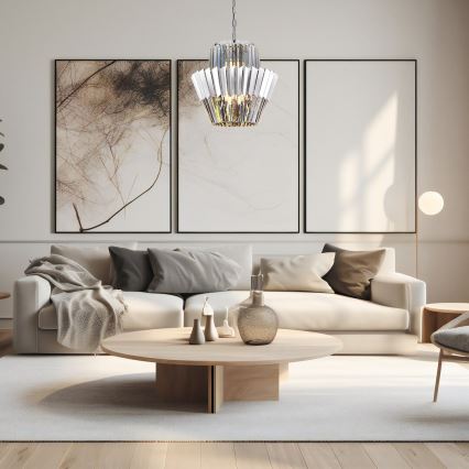 Lustră pe lanț DONNA 9xE14/40W/230V d. 45 cm crom mat