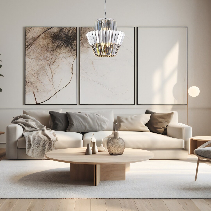 Lustră pe lanț DONNA 9xE14/40W/230V d. 45 cm crom mat