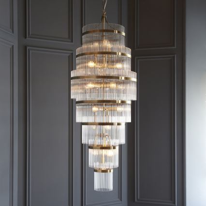 Lustră pe lanț Endon 112793 MARIETTA GRAND 21xE14/6W/230V alamă/transparent