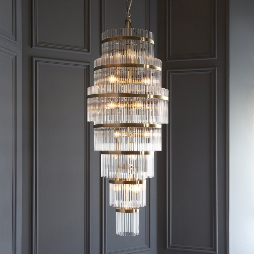 Lustră pe lanț Endon 112793 MARIETTA GRAND 21xE14/6W/230V alamă/transparent