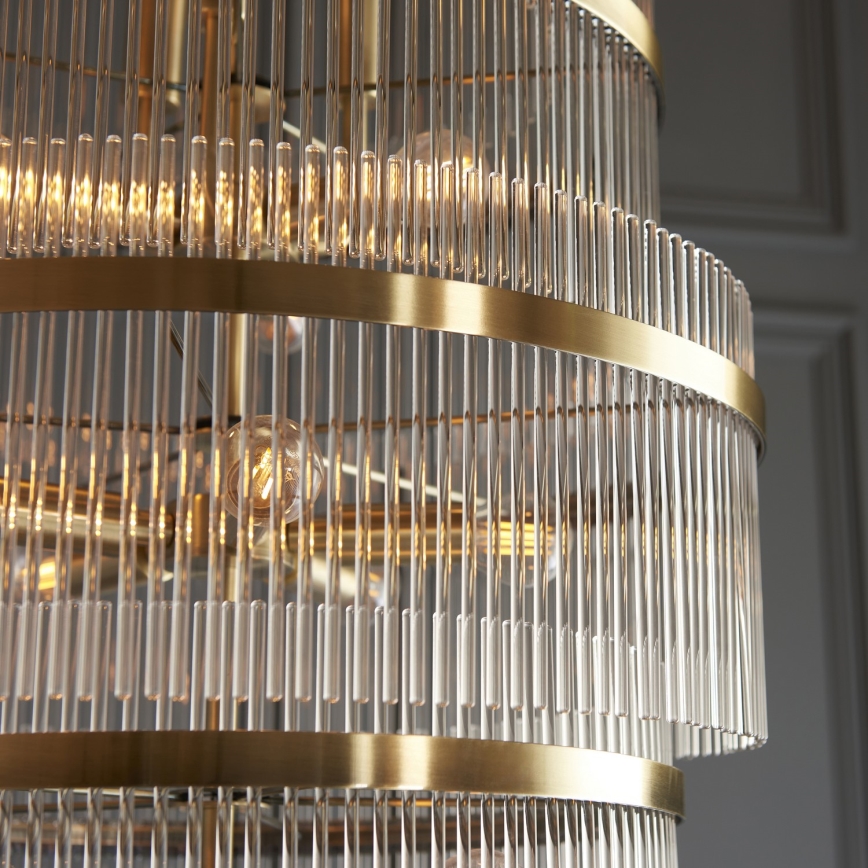 Lustră pe lanț Endon 112793 MARIETTA GRAND 21xE14/6W/230V alamă/transparent