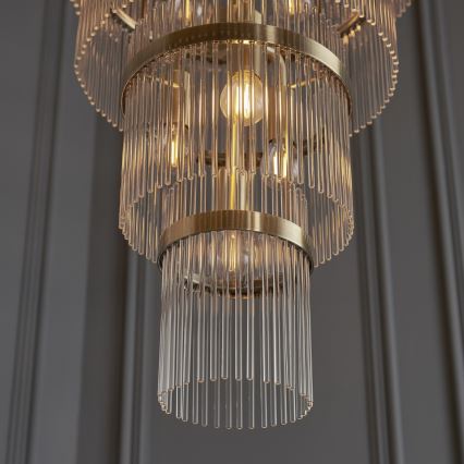 Lustră pe lanț Endon 112793 MARIETTA GRAND 21xE14/6W/230V alamă/transparent