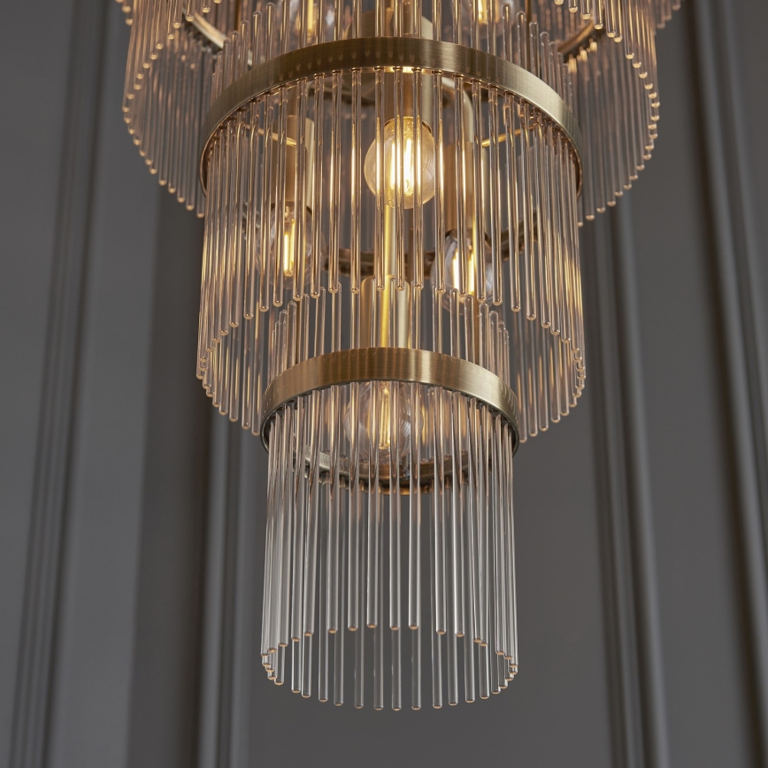 Lustră pe lanț Endon 112793 MARIETTA GRAND 21xE14/6W/230V alamă/transparent