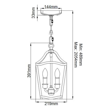 Lustră pe lanț Feiss YARMOUTH 3xE14/60W/230V