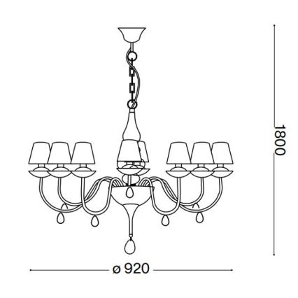 Lustră pe lanț Ideal Lux BLANCHE 8xE14/4W/230V d. 92 cm negru