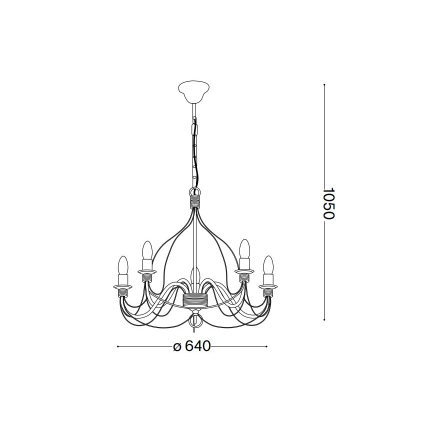 Lustră pe lanț Ideal Lux CORTE 5xE14/40W/230V d. 54 cm cupru