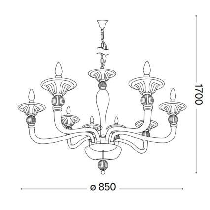Lustră pe lanț Ideal Lux DANIELI 8xE14/40W/230V d. 85 cm alamă