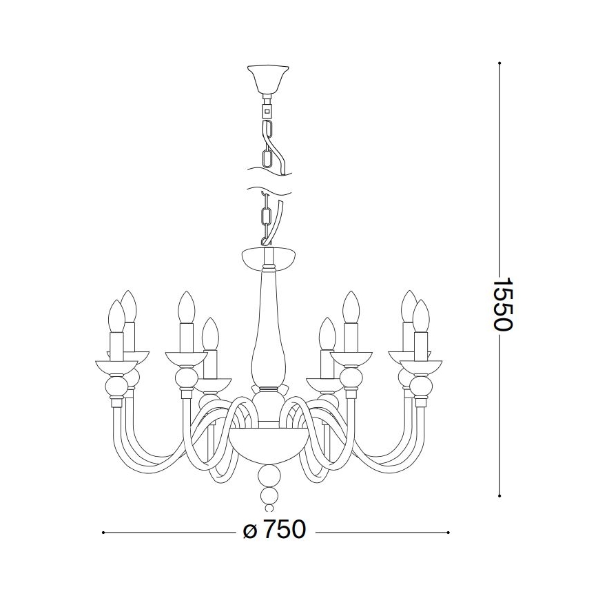 Lustră pe lanț Ideal Lux DOGE 9xE14/40W/230V d. 75 cm crom lucios