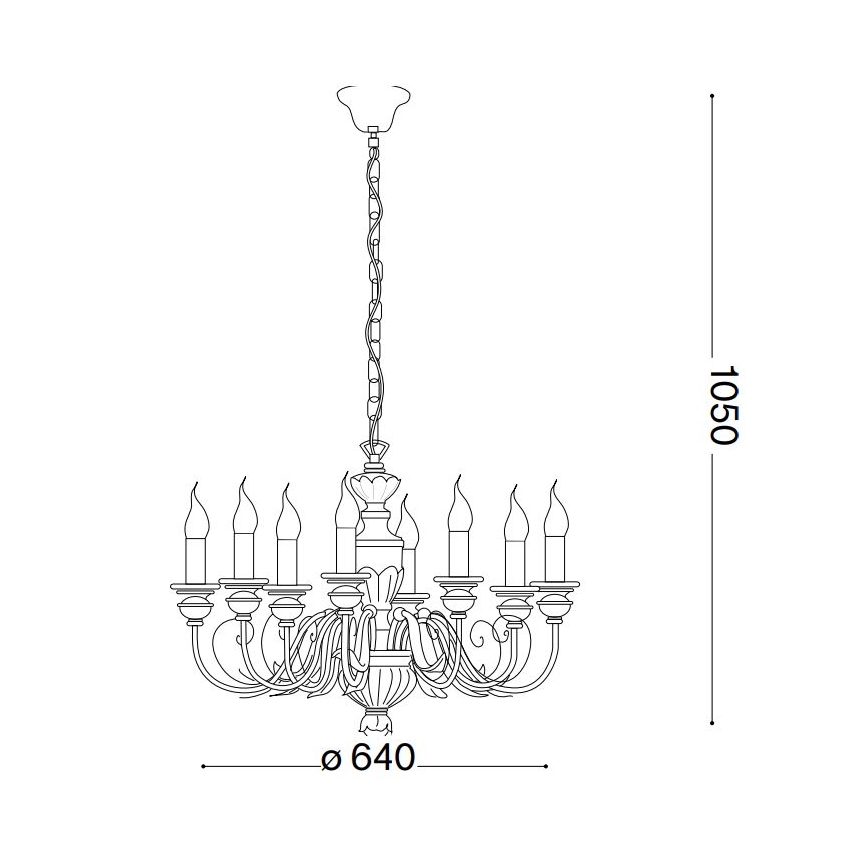Lustră pe lanț Ideal Lux FIRENZE 8xE14/40W/230V d. 64 cm auriu