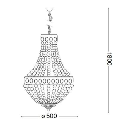 Lustră pe lanț Ideal Lux MONET 6xE14/40W/230V d. 50 cm cânepă/alb