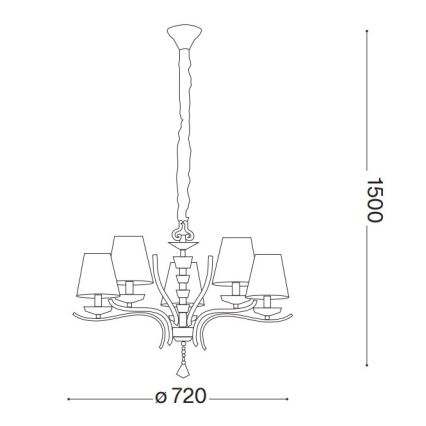 Lustră pe lanț Ideal Lux PEGASO 5xE14/28W/230V d. 72 cm auriu