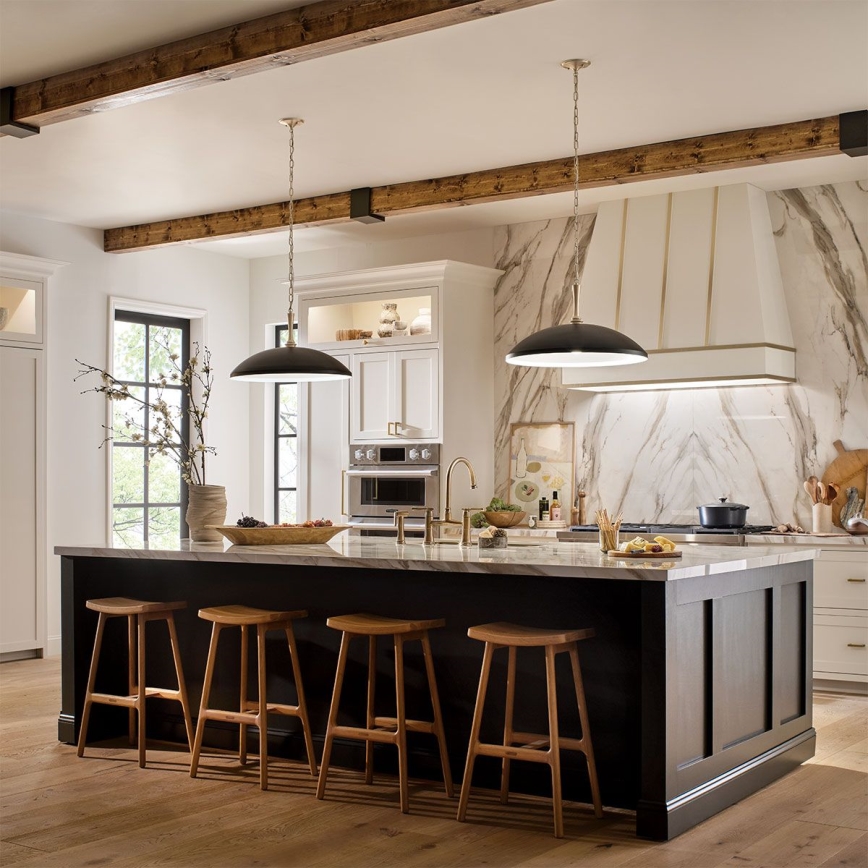 Lustră pe lanț Kichler DELAROSA 1xE27/60W/230V negru/alamă