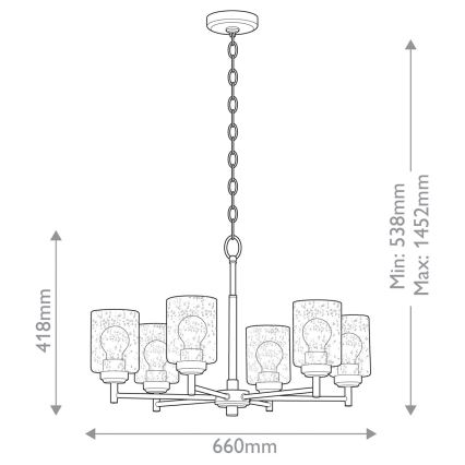Lustră pe lanț Kichler WINSLOW 6xE27/60W/230V d. 66 cm alamă