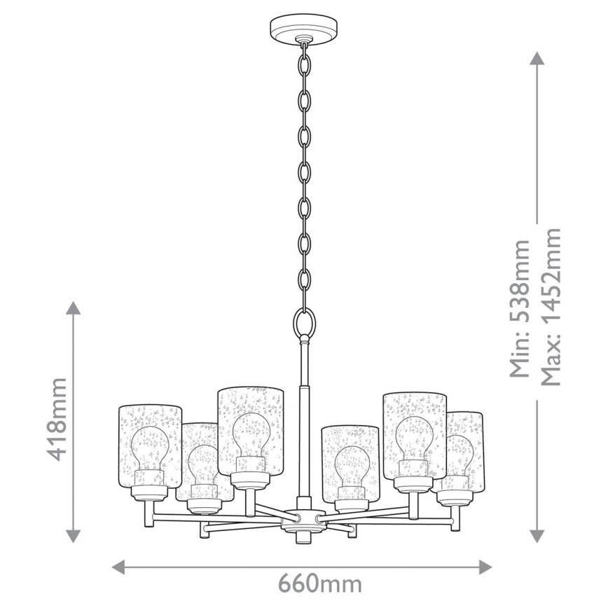 Lustră pe lanț Kichler WINSLOW 6xE27/60W/230V d. 66 cm alamă