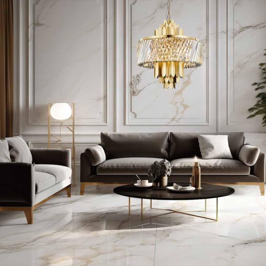 Lustră pe lanț MARGOT 9xE14/40W/230V d. 55 cm auriu