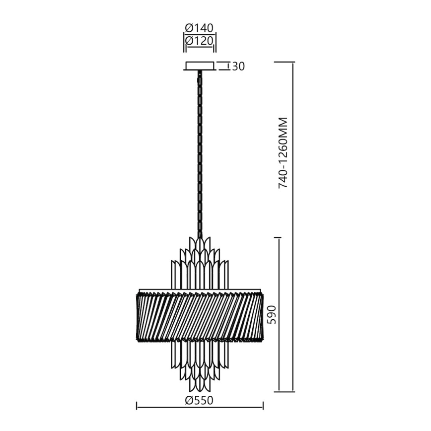 Lustră pe lanț MARGOT 9xE14/40W/230V d. 55 cm auriu