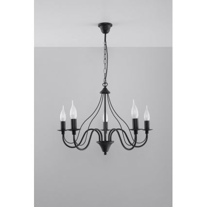Lustră pe lanț MINERWA 5 5xE14/40W/230V negru