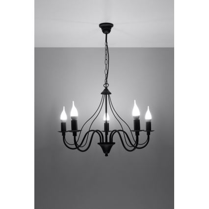 Lustră pe lanț MINERWA 5 5xE14/40W/230V negru