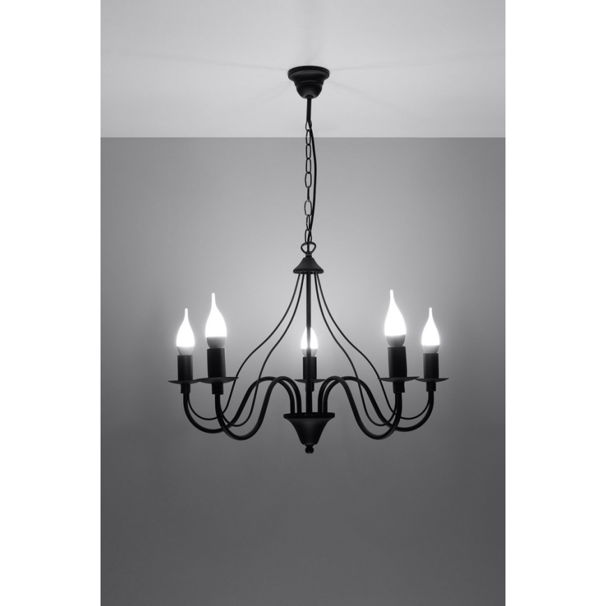 Lustră pe lanț MINERWA 5 5xE14/40W/230V negru