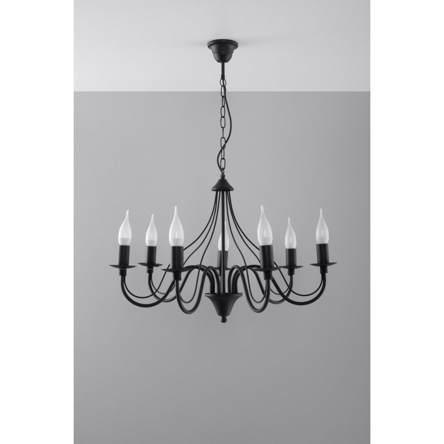 Lustră pe lanț MINERWA 7 7xE14/40W/230V negru