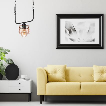 Lustră pe lanț MORGAN 1xE27/60W/230V neagră/cupru