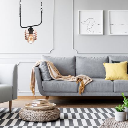 Lustră pe lanț MORGAN 1xE27/60W/230V neagră/cupru