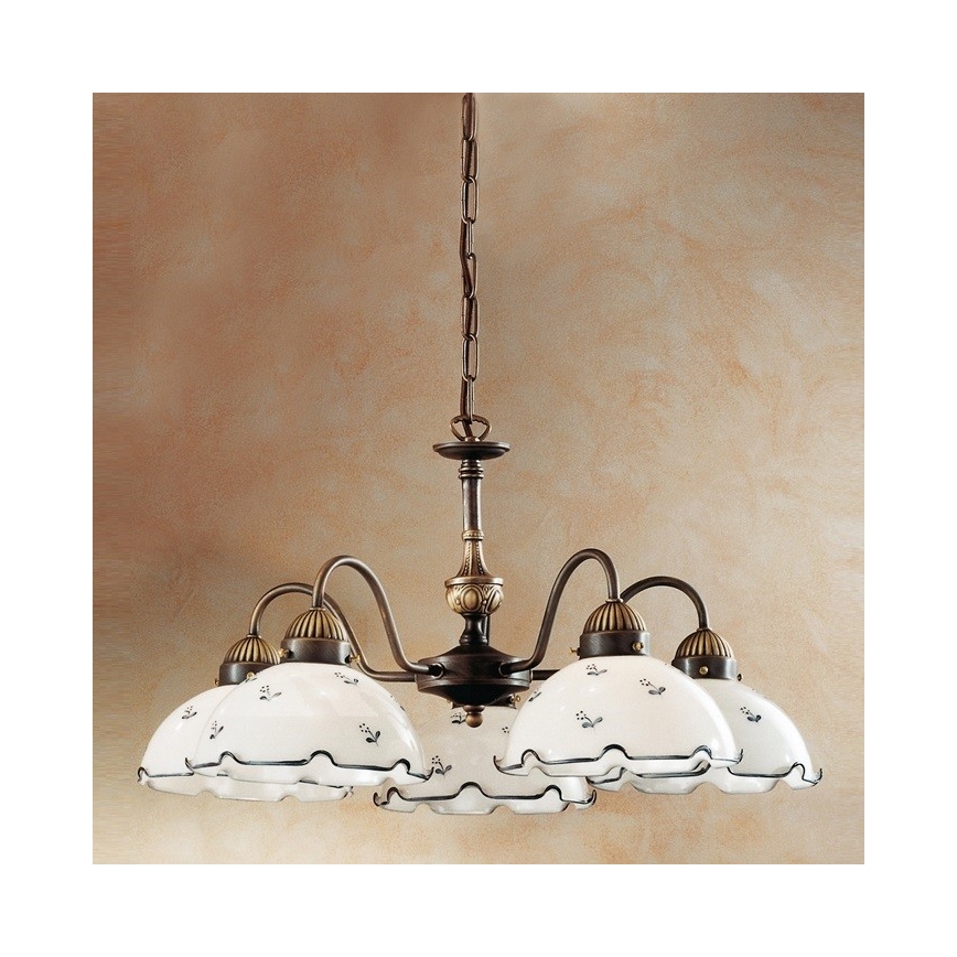 Lustră pe lanț NONNA 5xE27/75W/230V albastru Kolarz 731.85.17