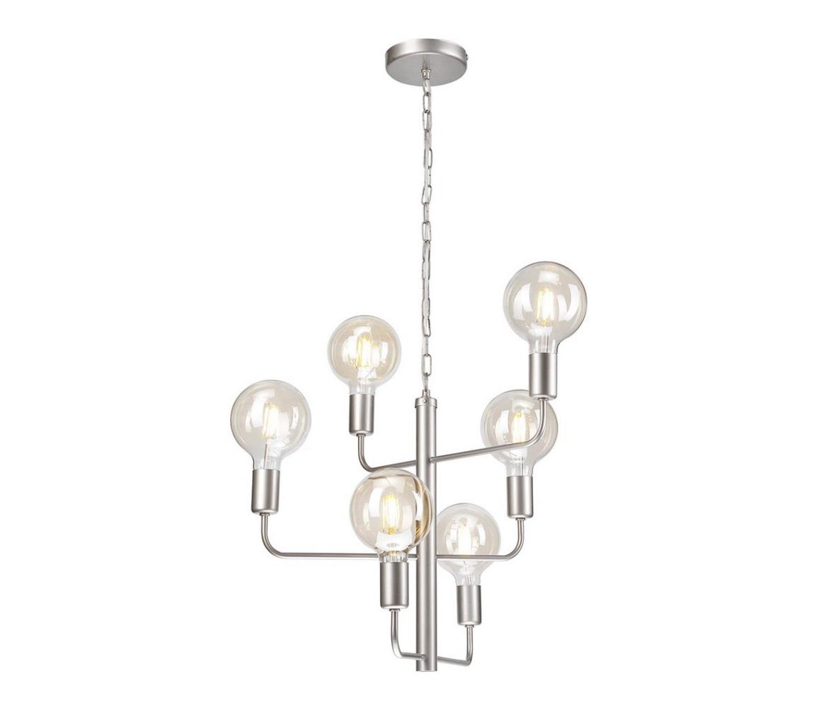 Lustră pe lanț ORLANDO 6xE27/60W/230V argintie