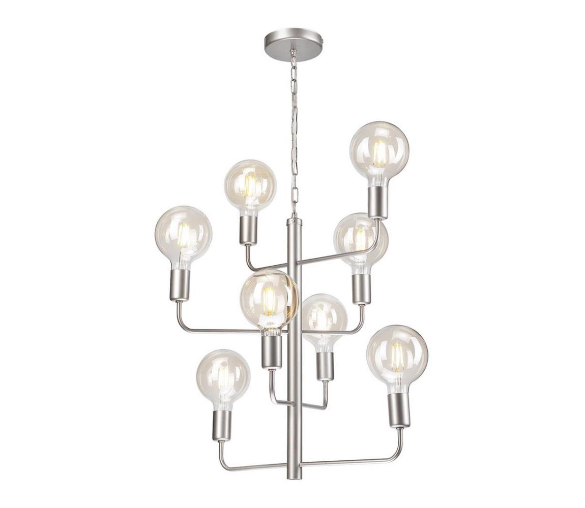 Lustră pe lanț ORLANDO 8xE27/60W/230V argintie