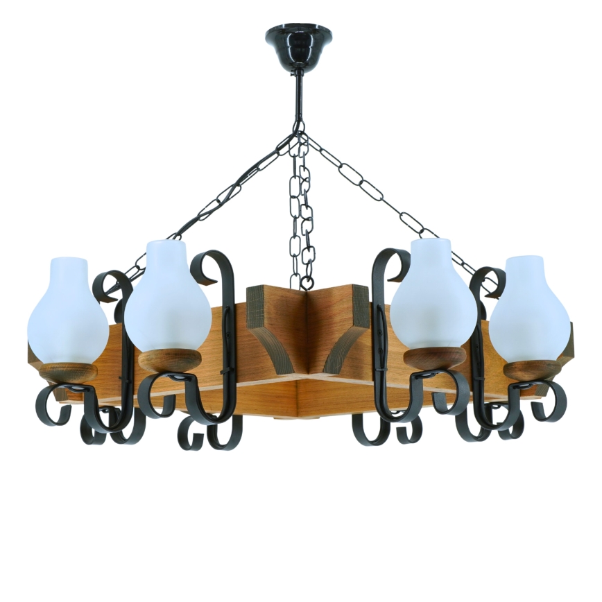 Lustră pe lanț QUEEN 8xE14/40W/230V fag