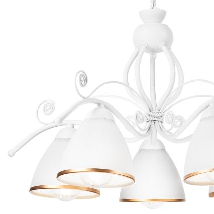 Lustră pe lanț RETRO II, 5xE27/60W/230V, albă