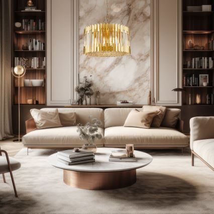 Lustră pe lanț RITZ 12xE14/40W/230V d. 54 cm auriu