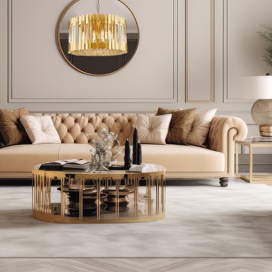 Lustră pe lanț RITZ 12xE14/40W/230V d. 54 cm auriu