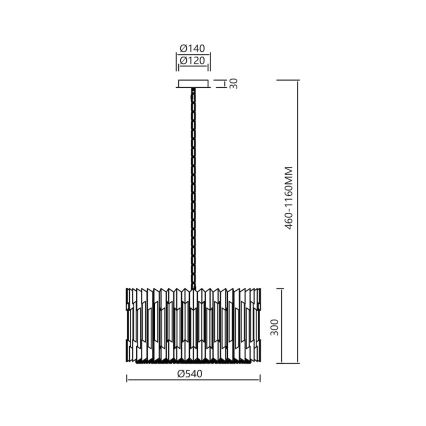Lustră pe lanț RITZ 12xE14/40W/230V d. 54 cm auriu