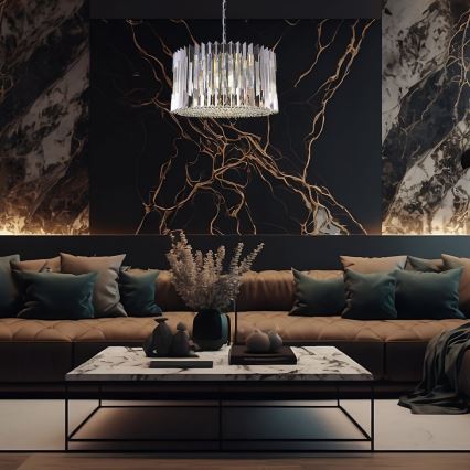 Lustră pe lanț RITZ 12xE14/40W/230V d. 54 cm crom lucios