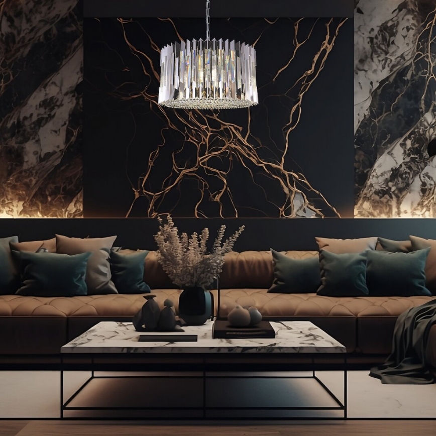 Lustră pe lanț RITZ 12xE14/40W/230V d. 54 cm crom lucios