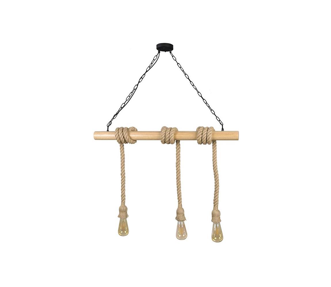 Lustră pe lanț ROPE WOOD 3xE27/12W/230V